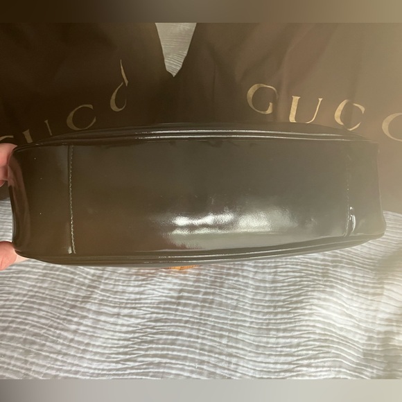Gucci AUTHENTIC Vintage Black Patent Leather Bamboo Handle Shoulder Bag - Picture 2 of 13